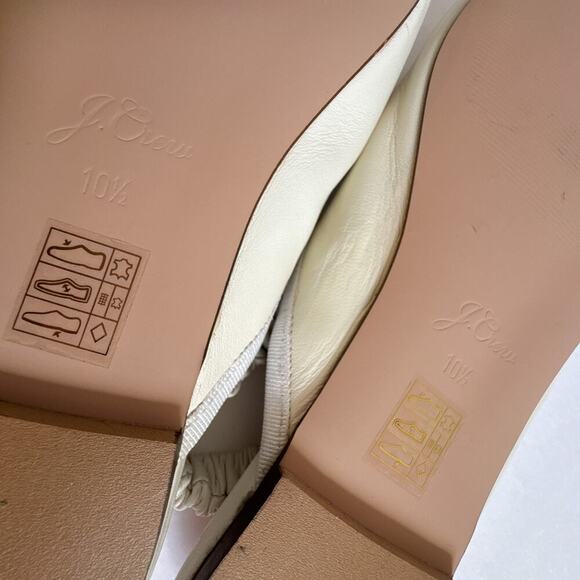 J.Crew Zoe Ballet Scrunchy Slingback Flats Ivory Leather Size 10.5 - Picture 10 of 12